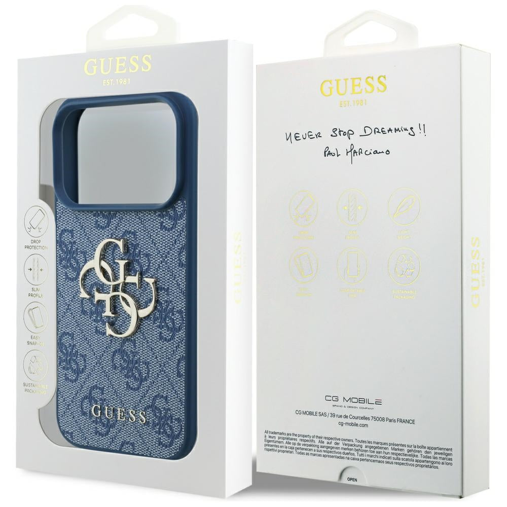 Funda para Apple iPhone 17 Pro Max, Guess, 4G Big Logo, Azul