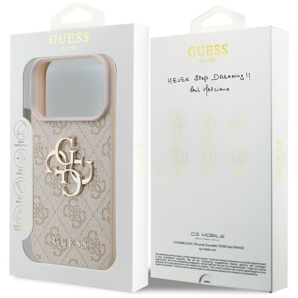 Funda para Apple iPhone 17 Pro Max, Guess, 4G Big Logo, Rosa.