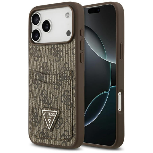 Funda para Apple iPhone 17 Pro Max, Guess, 4G Double Card Triangle, Marrón