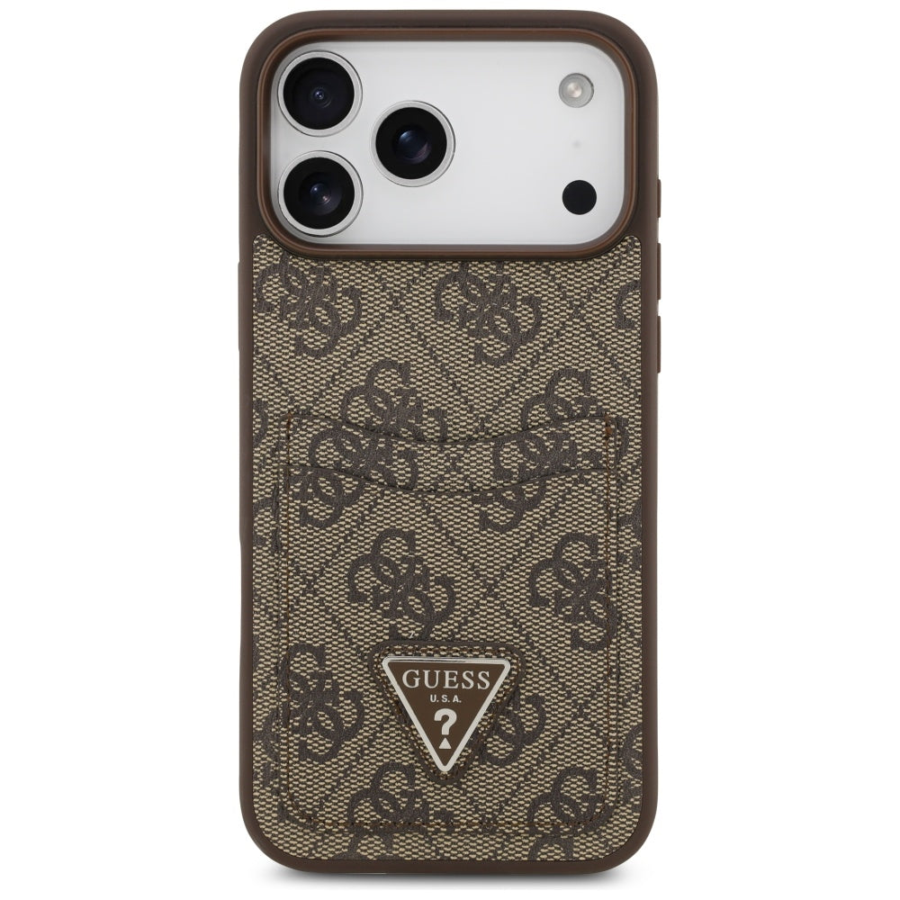 Funda para Apple iPhone 17 Pro Max, Guess, 4G Double Card Triangle, Marrón