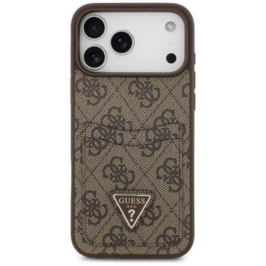 Funda para Apple iPhone 17 Pro Max, Guess, 4G Double Card Triangle, Marrón