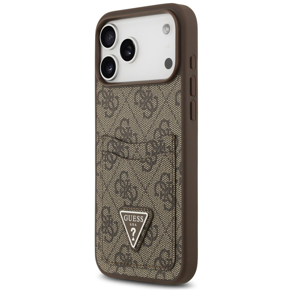 Funda para Apple iPhone 17 Pro Max, Guess, 4G Double Card Triangle, Marrón