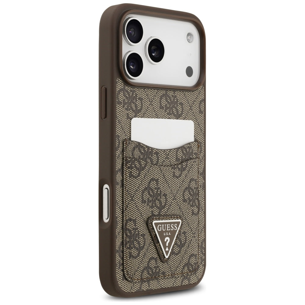 Funda para Apple iPhone 17 Pro Max, Guess, 4G Double Card Triangle, Marrón