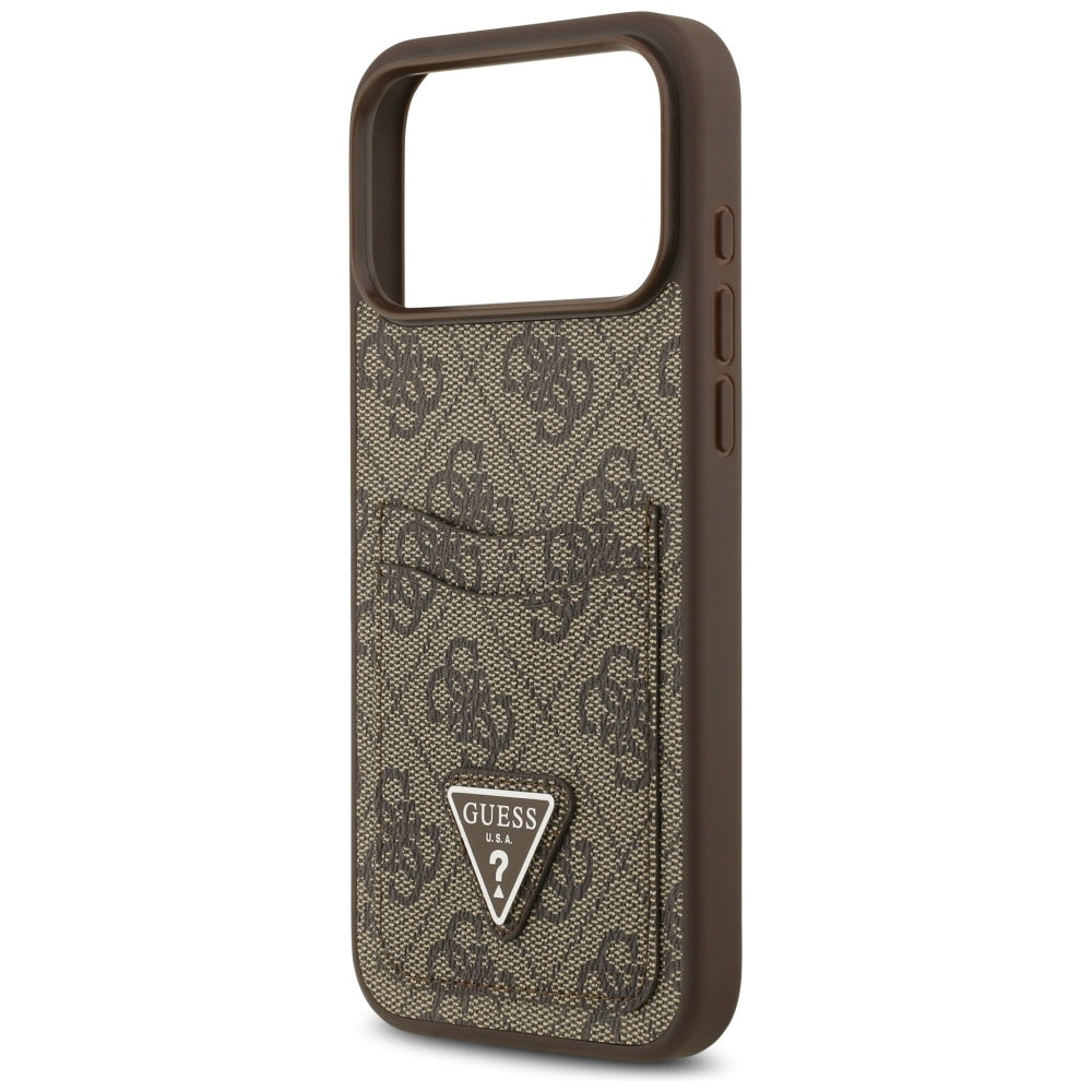 Funda para Apple iPhone 17 Pro Max, Guess, 4G Double Card Triangle, Marrón