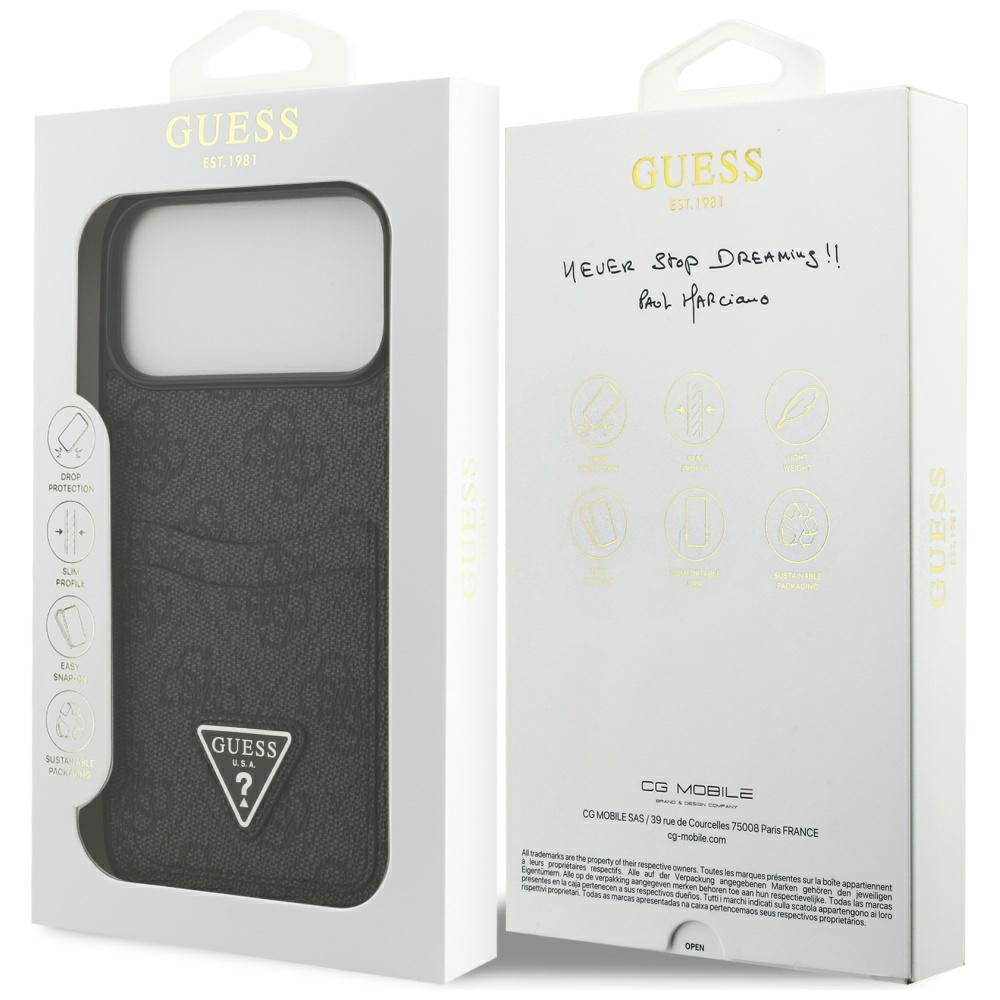 Funda para Apple iPhone 17 Pro Max, Guess, 4G Double Card Triangle, Negra