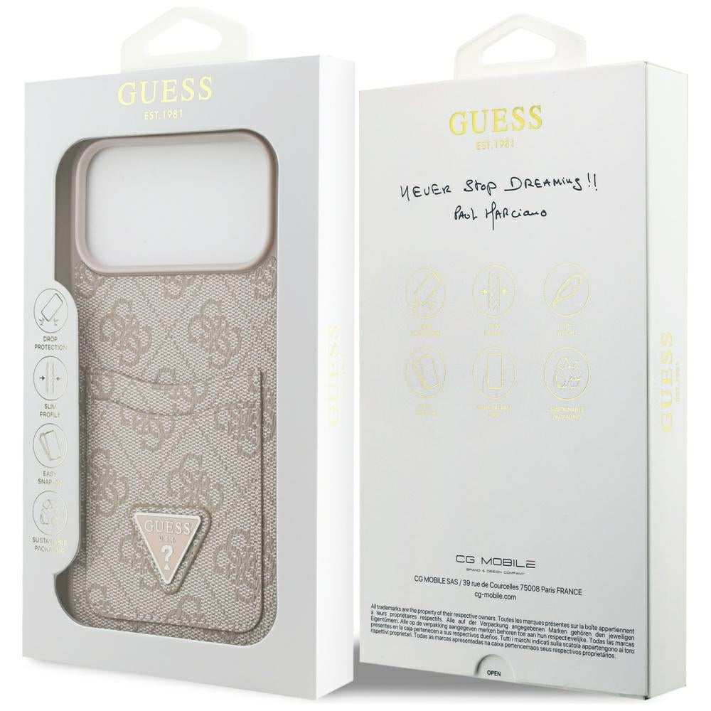 Funda para Apple iPhone 17 Pro Max, Guess, 4G Double Card Triangle, Rosa.