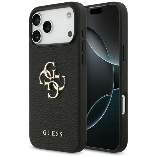 Funda para Apple iPhone 17 Pro Max, Guess, 4G Grained Big and Classic Logo, Negra
