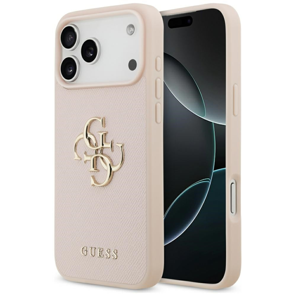 Funda para Apple iPhone 17 Pro Max, Guess, 4G Grained Big and Classic Logo, Rosa