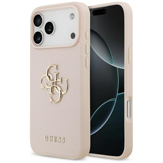 Funda para Apple iPhone 17 Pro Max, Guess, 4G Grained Big and Classic Logo, Rosa