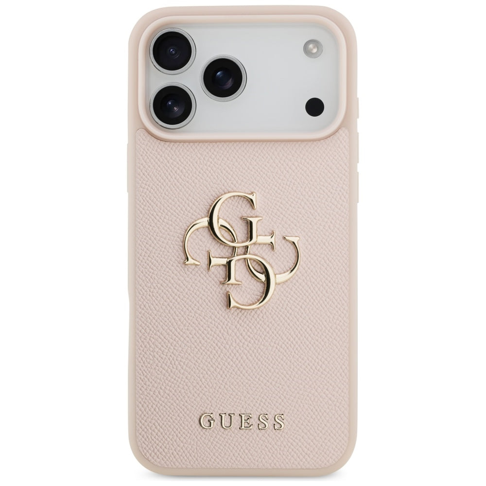 Funda para Apple iPhone 17 Pro Max, Guess, 4G Grained Big and Classic Logo, Rosa