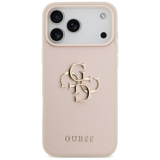 Funda para Apple iPhone 17 Pro Max, Guess, 4G Grained Big and Classic Logo, Rosa
