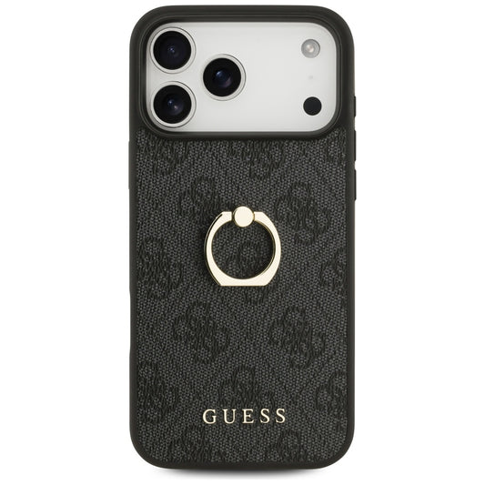 Funda para Apple iPhone 17 Pro Max, Guess, 4G Ring Stand, Negra
