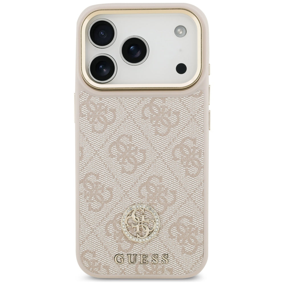 Funda para Apple iPhone 17 Pro Max, Guess, 4G Strass Logo y Big Strap, Rosa