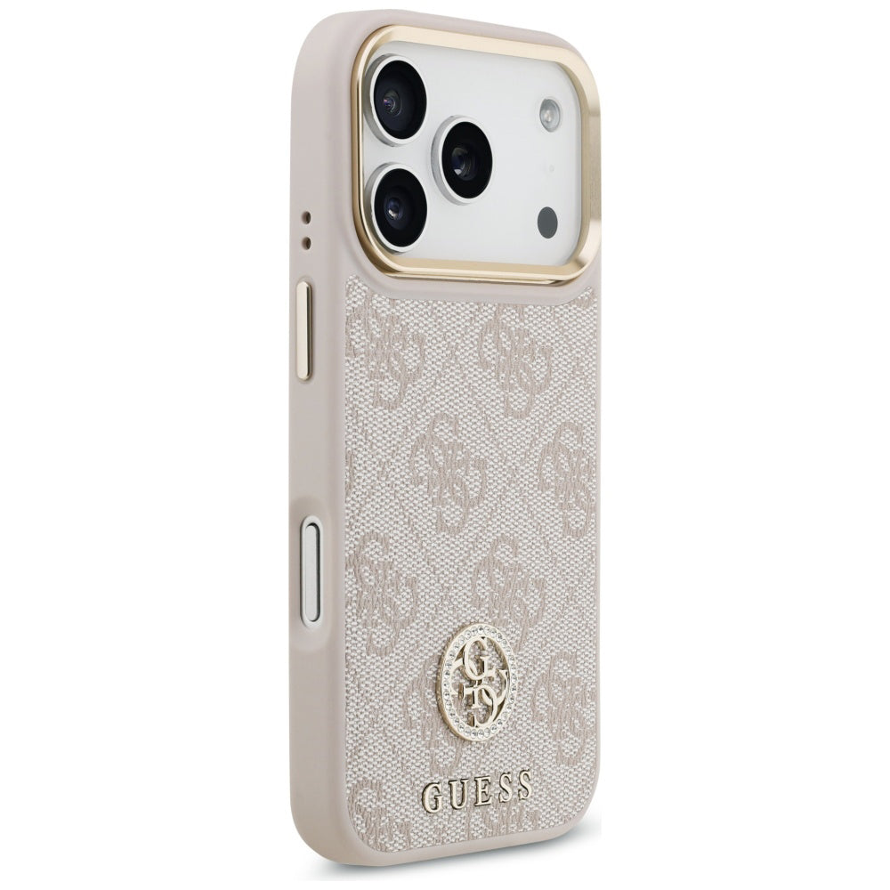 Funda para Apple iPhone 17 Pro Max, Guess, 4G Strass Logo y Big Strap, Rosa