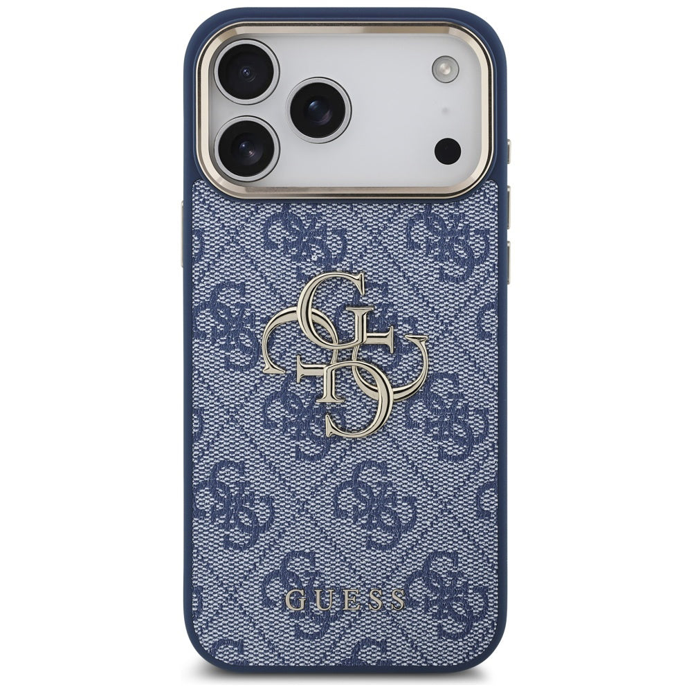 Funda para Apple iPhone 17 Pro Max, Guess, Big 4G Logo Classic, Azul Dorado.