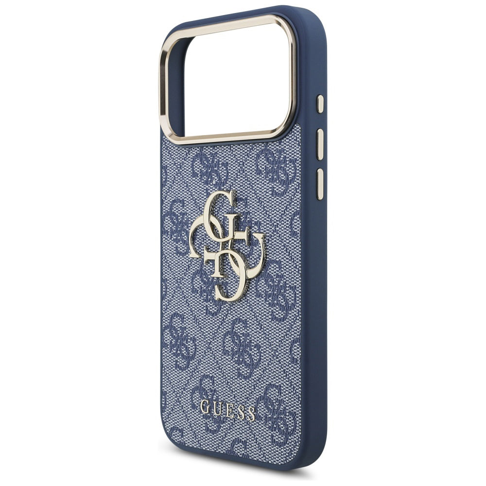 Funda para Apple iPhone 17 Pro Max, Guess, Big 4G Logo Classic, Azul Dorado.