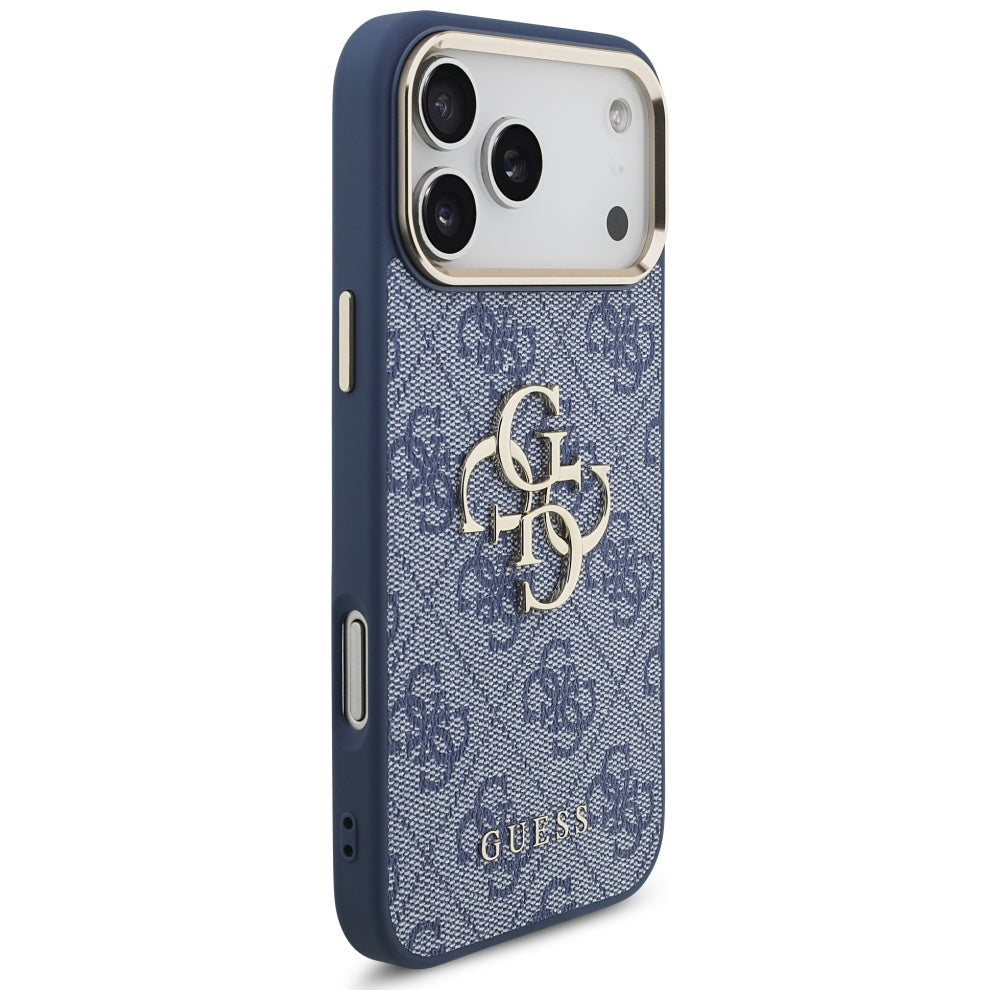 Funda para Apple iPhone 17 Pro Max, Guess, Big 4G Logo Classic, Azul Dorado.