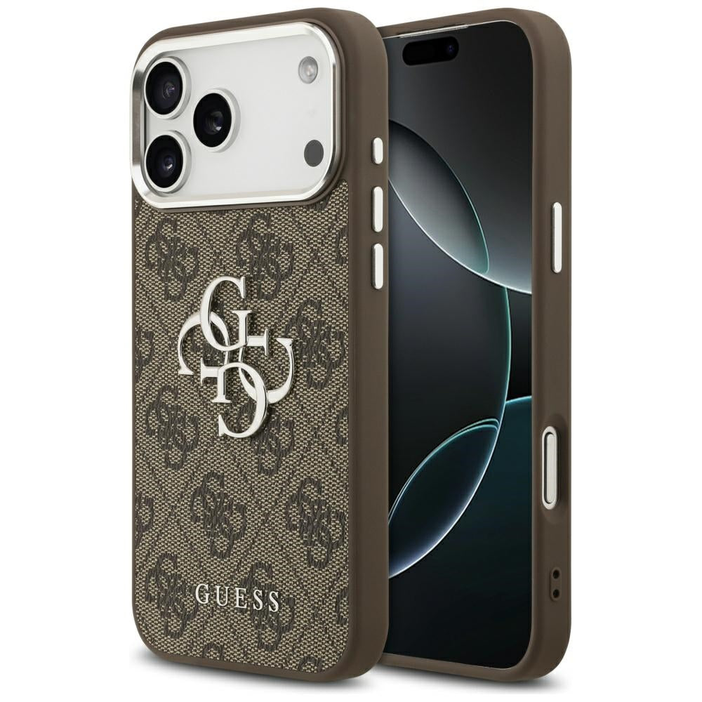 Funda para Apple iPhone 17 Pro Max, Guess, Big 4G Logo Classic, Marrón Plateado.