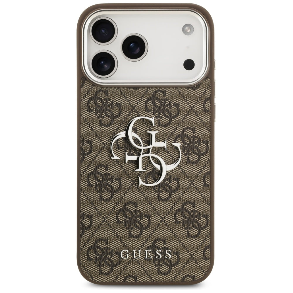 Funda para Apple iPhone 17 Pro Max, Guess, Big 4G Logo Classic, Marrón Plateado.