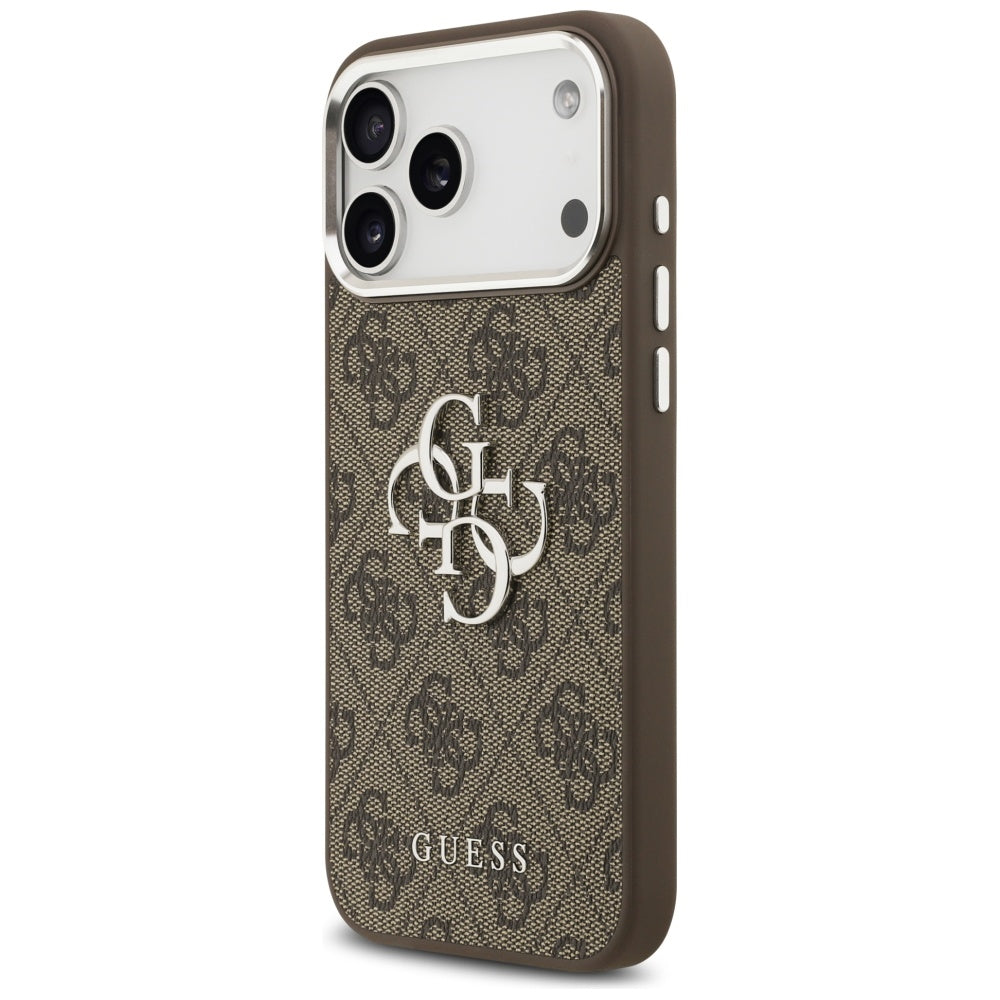 Funda para Apple iPhone 17 Pro Max, Guess, Big 4G Logo Classic, Marrón Plateado.