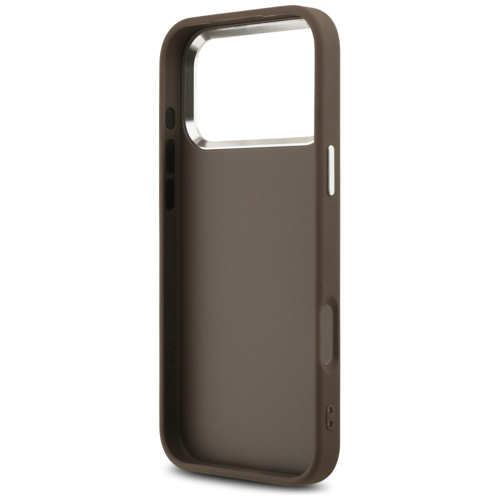 Funda para Apple iPhone 17 Pro Max, Guess, Big 4G Logo Classic, Marrón Plateado.