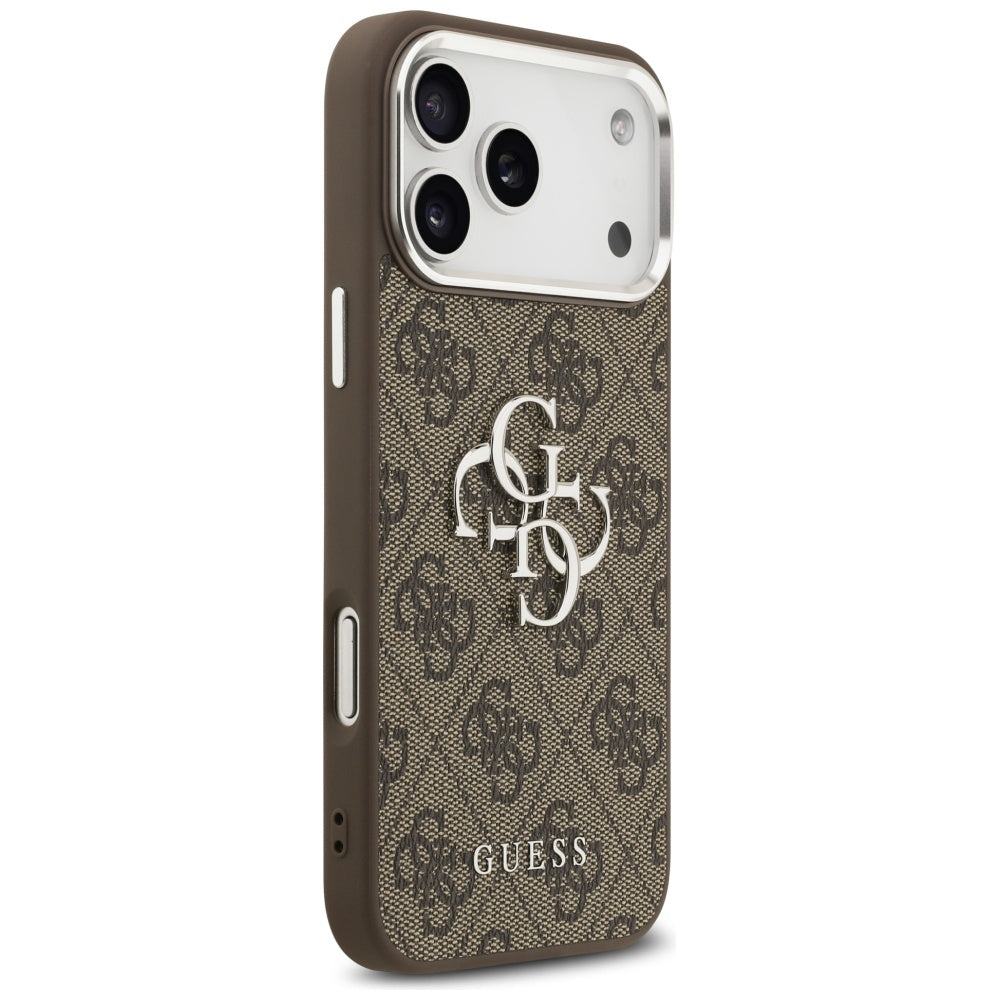 Funda para Apple iPhone 17 Pro Max, Guess, Big 4G Logo Classic, Marrón Plateado.