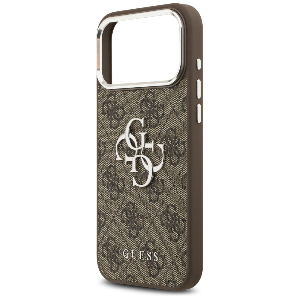 Funda para Apple iPhone 17 Pro Max, Guess, Big 4G Logo Classic, Marrón Plateado.