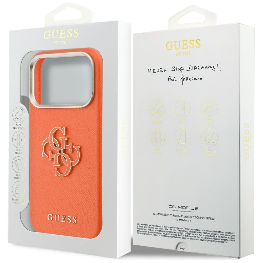 Funda para Apple iPhone 17 Pro Max, GUESS, Resin Logo, Naranja