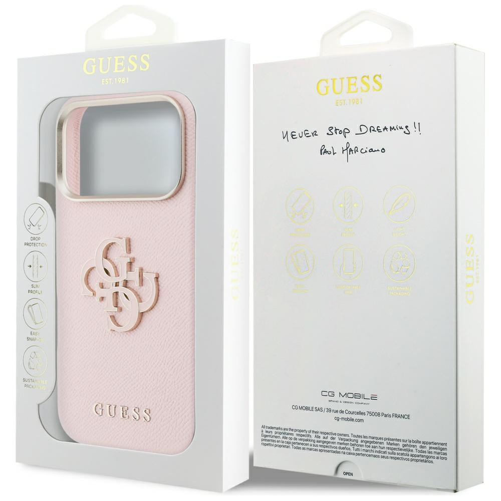 Funda para Apple iPhone 17 Pro, Guess, Logo de Resina, Rosa