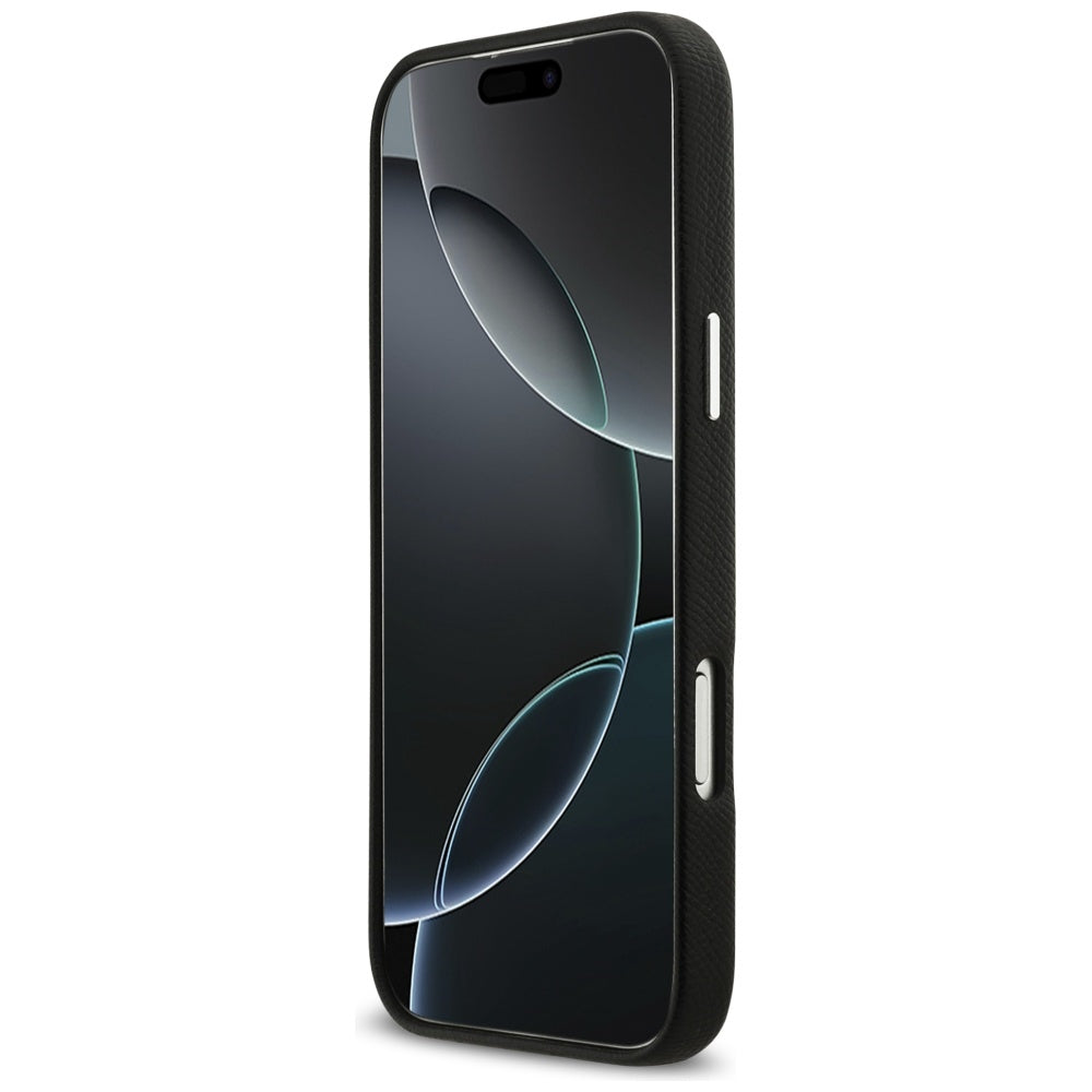 Funda para Apple iPhone 17 Pro Max, Karl Lagerfeld, FW Grained Signature Logo, Negra