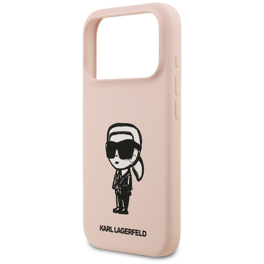 Funda para Apple iPhone 17 Pro Max, Karl Lagerfeld, Sketch y Logo Karl, Rosa