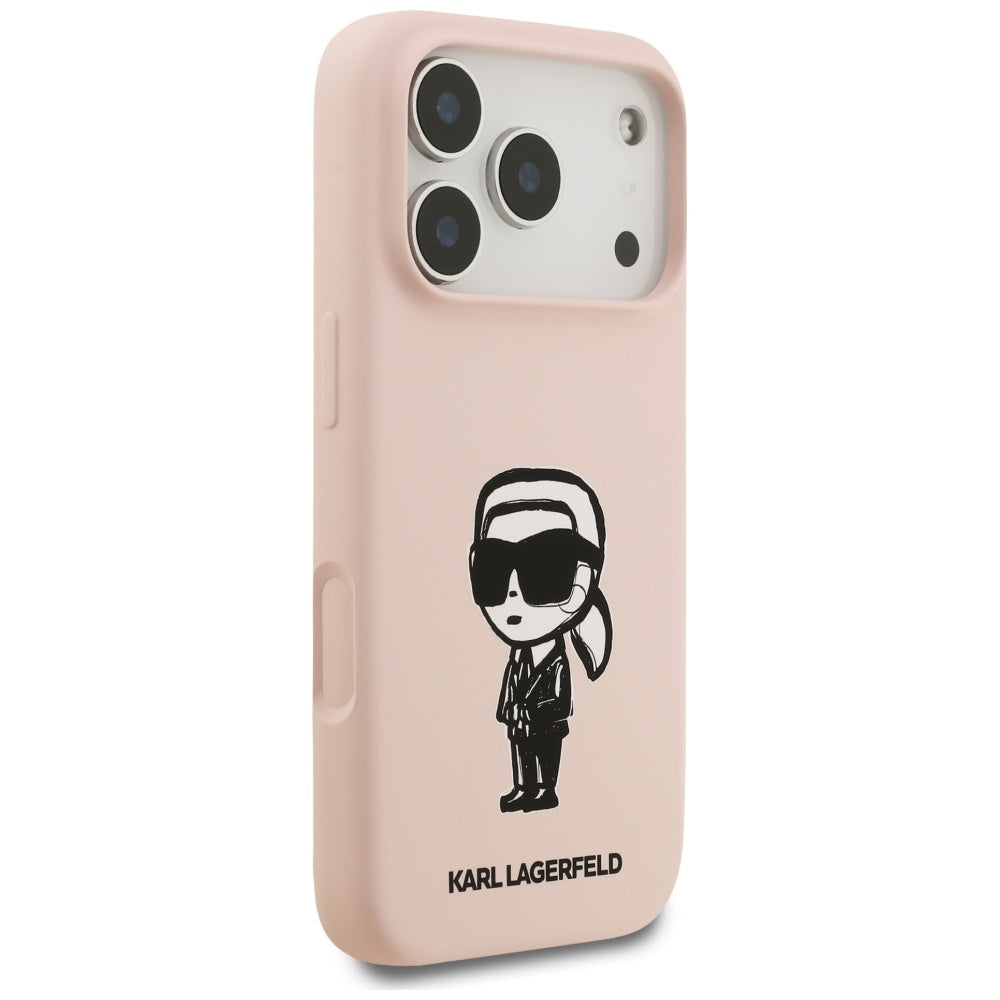 Funda para Apple iPhone 17 Pro Max, Karl Lagerfeld, Sketch y Logo Karl, Rosa
