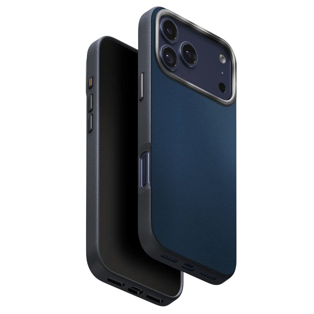 Funda para Apple iPhone 17 Pro, UNIQ, Lyden Leatherette, Azul Negro