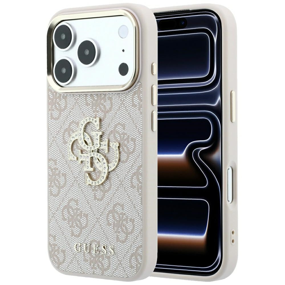 Funda para Apple iPhone 18 Pro / 17 Pro, Guess, 4G Big Strass Logo, Rosa