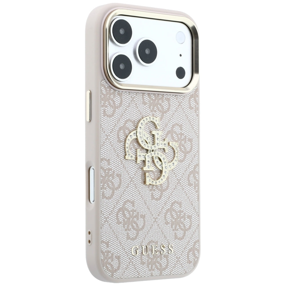 Funda para Apple iPhone 18 Pro / 17 Pro, Guess, 4G Big Strass Logo, Rosa