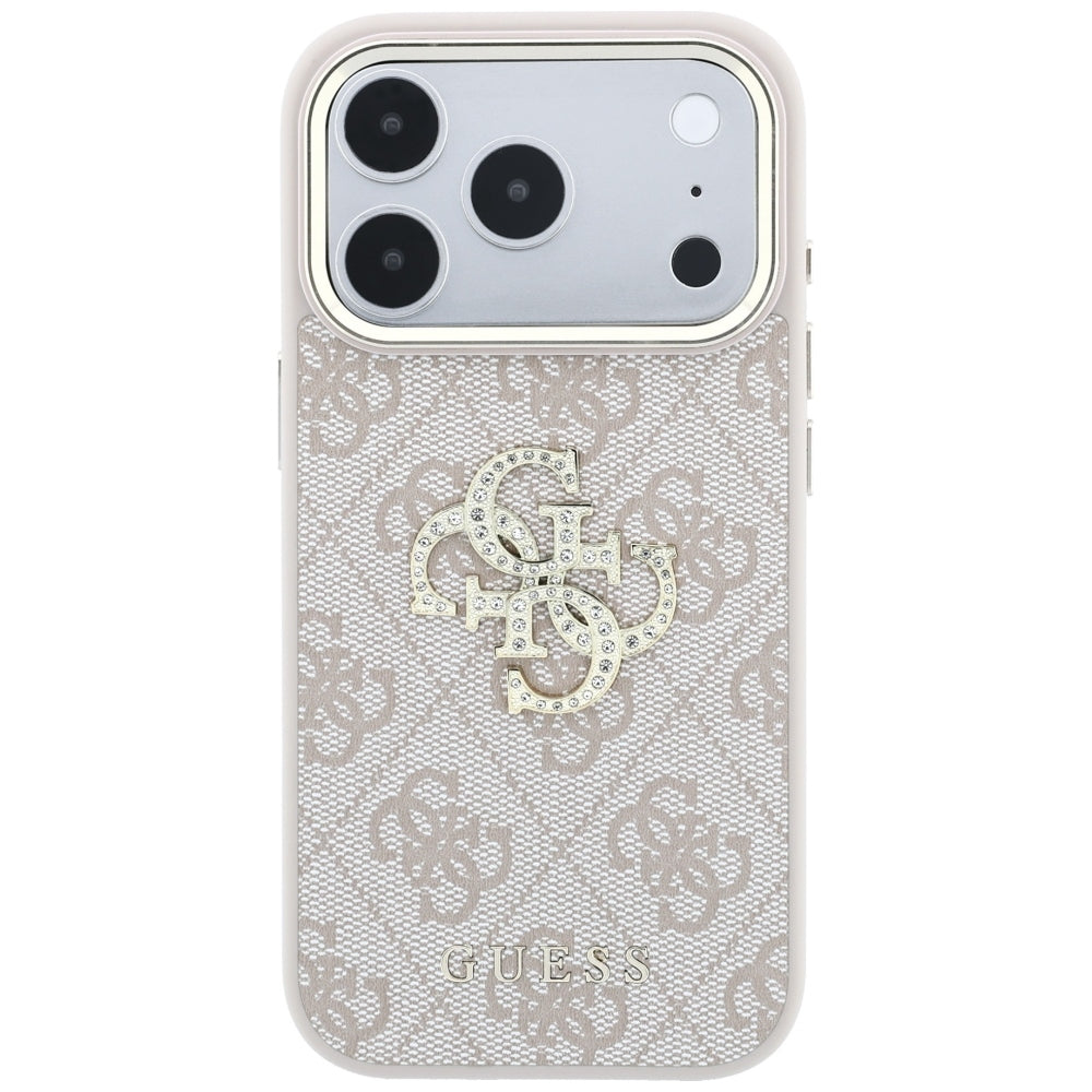 Funda para Apple iPhone 18 Pro / 17 Pro, Guess, 4G Big Strass Logo, Rosa