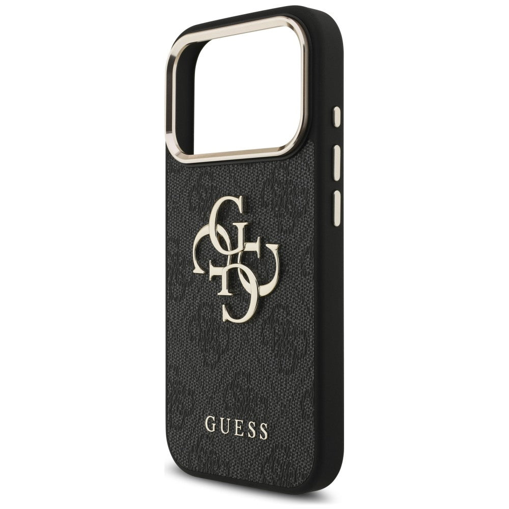 Funda para Apple iPhone 18 Pro / 17 Pro, Guess, Logo Clásico 4G con Correa, Negra Dorada