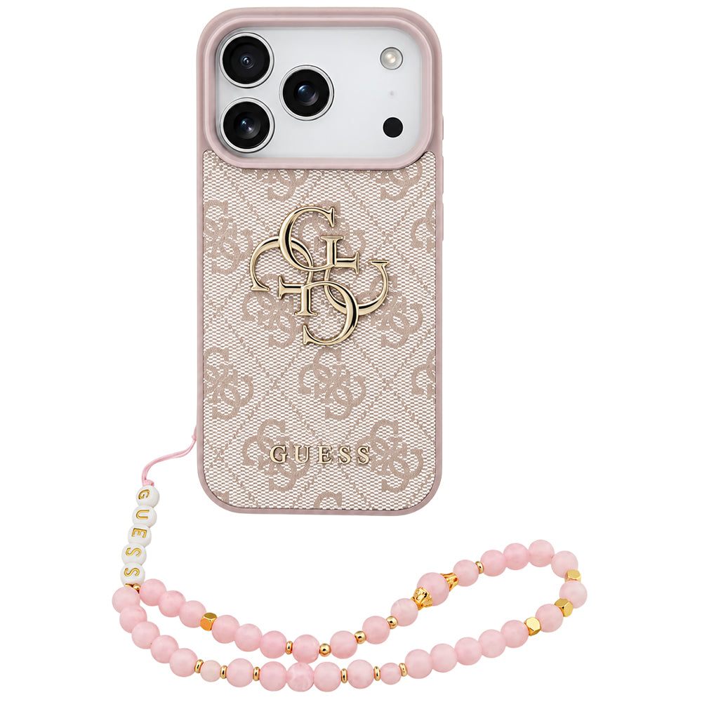 Funda para Apple iPhone 18 Pro / 17 Pro, Guess, 4G Classic Logo con Correa, Rosa