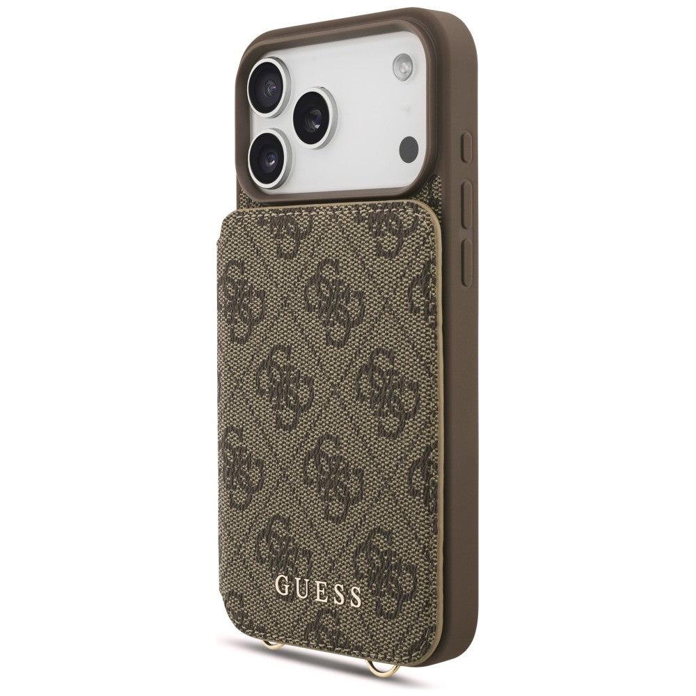 Funda para Apple iPhone 18 Pro / 17 Pro, Guess, 4G Crossbody Cardslot, marrón