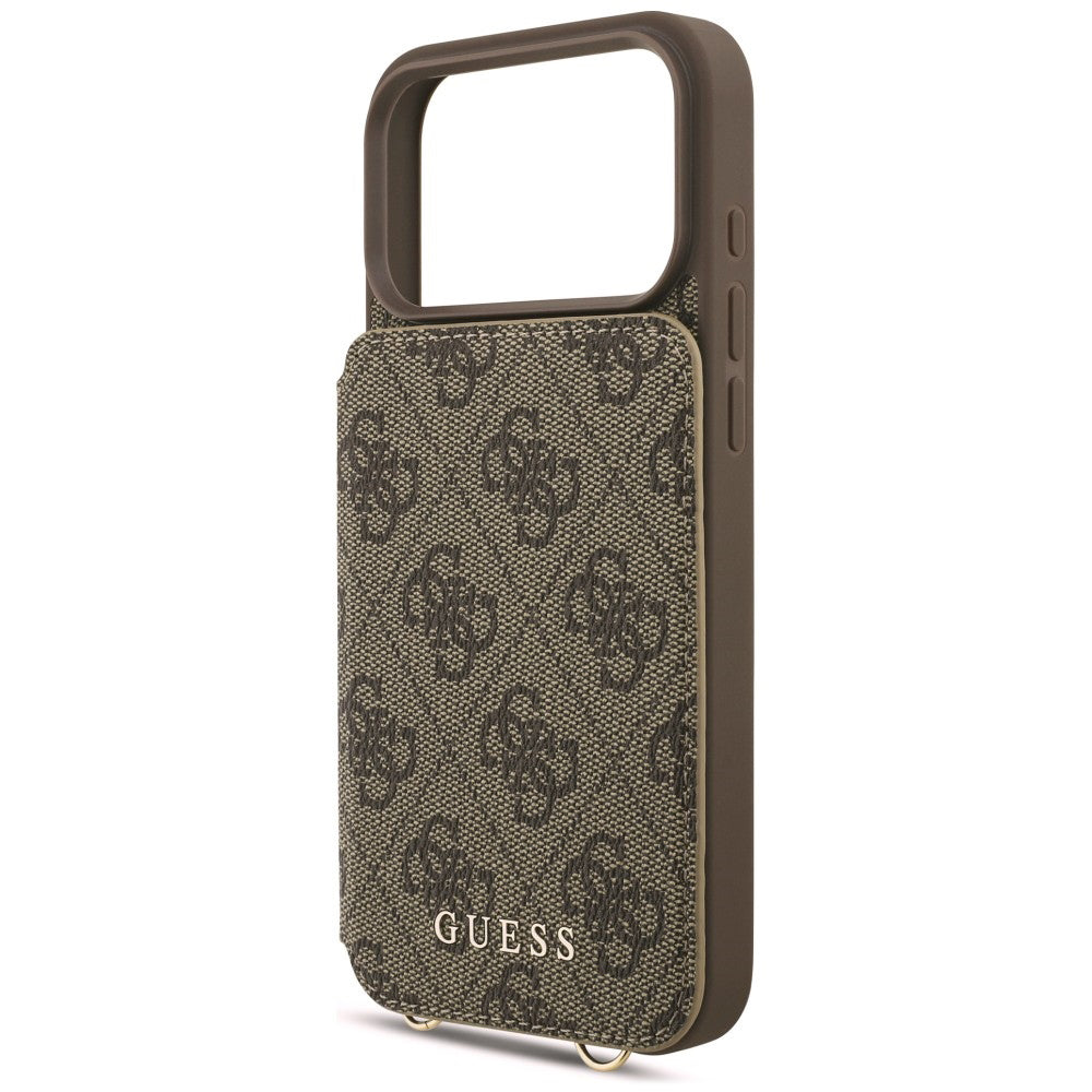 Funda para Apple iPhone 18 Pro / 17 Pro, Guess, 4G Crossbody Cardslot, marrón