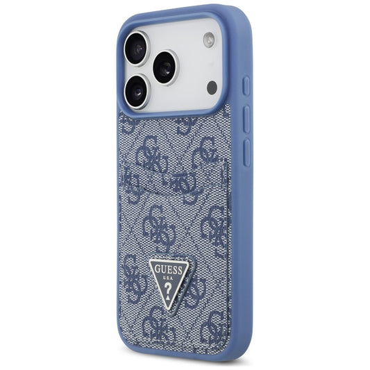 Funda para Apple iPhone 18 Pro / 17 Pro, Guess, 4G Double Card Triangle, azul