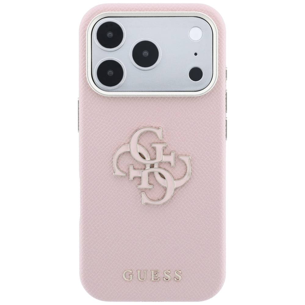 Funda para Apple iPhone 18 Pro / 17 Pro, Guess, Logo Grande de Resina Granulada, Rosa
