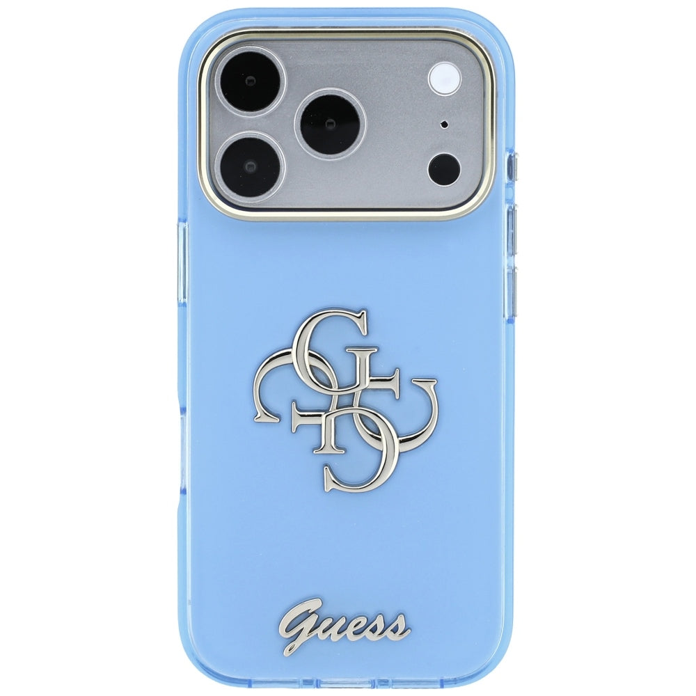 Funda para Apple iPhone 18 Pro / 17 Pro, Guess, IML 4G Metal Script, Azul