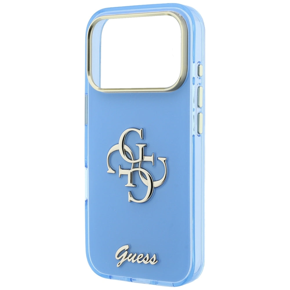Funda para Apple iPhone 18 Pro / 17 Pro, Guess, IML 4G Metal Script, Azul