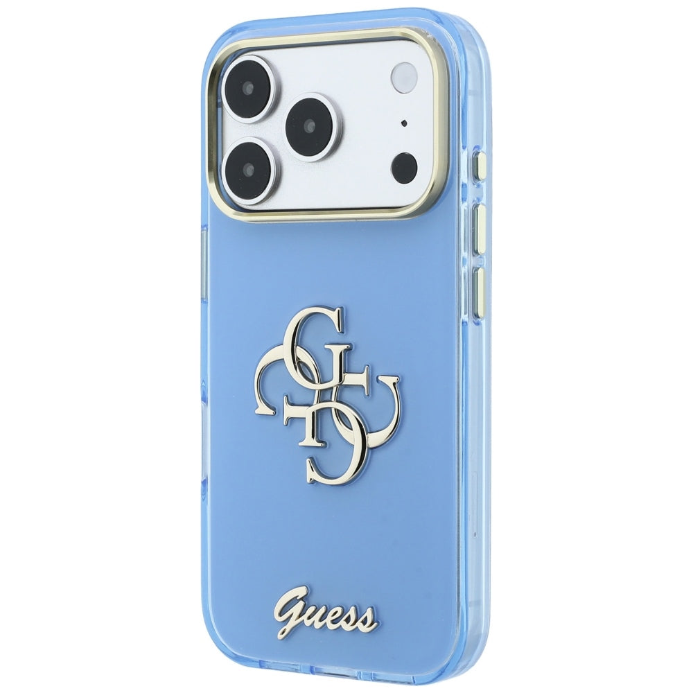Funda para Apple iPhone 18 Pro / 17 Pro, Guess, IML 4G Metal Script, Azul
