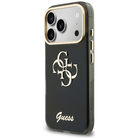 Funda para Apple iPhone 18 Pro / 17 Pro, Guess, IML 4G Metal Script, Negra