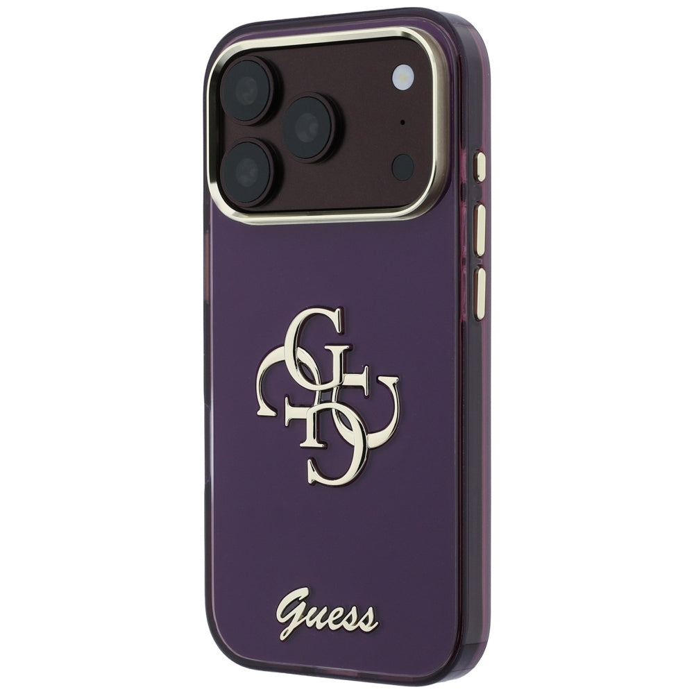 Funda para Apple iPhone 18 Pro / 17 Pro, Guess, IML 4G Metal Script, Burdeos