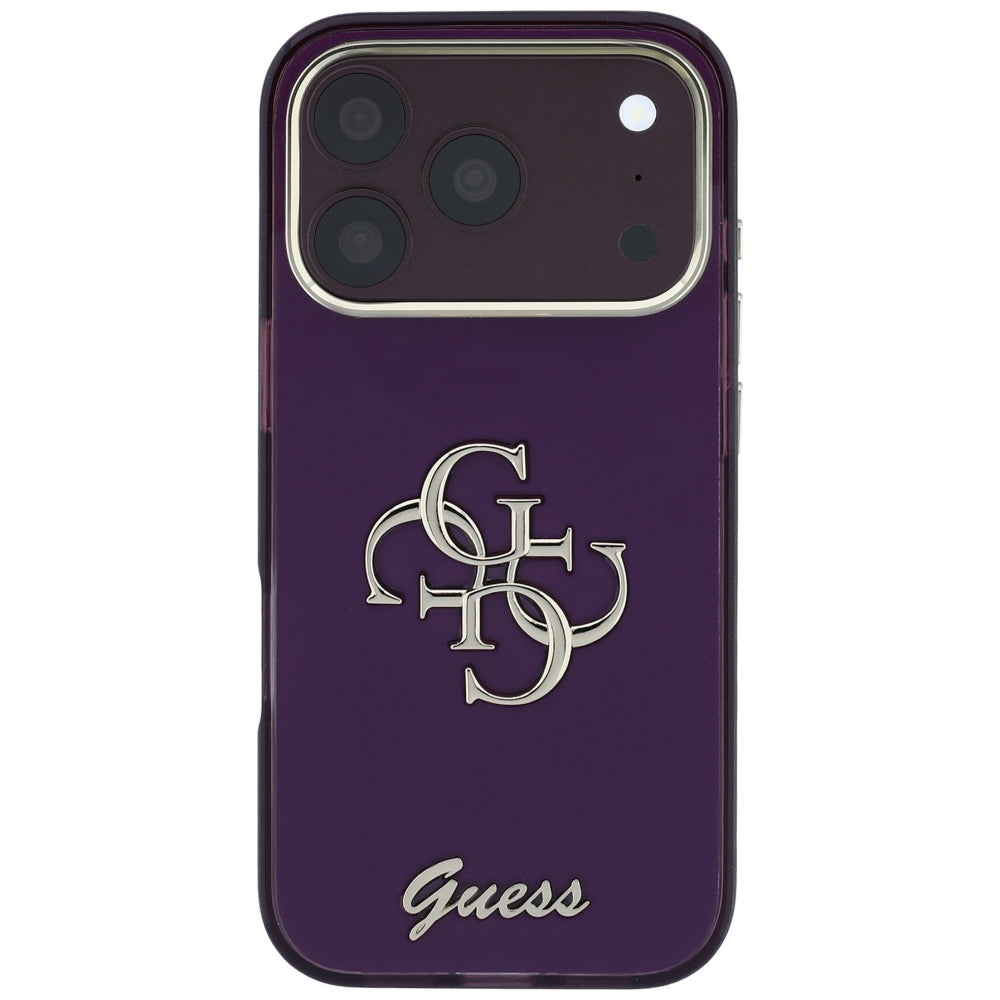 Funda para Apple iPhone 18 Pro / 17 Pro, Guess, IML 4G Metal Script, Burdeos