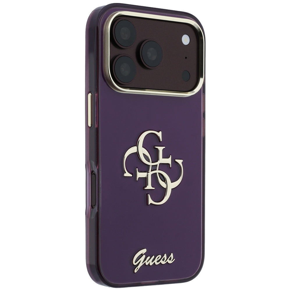 Funda para Apple iPhone 18 Pro / 17 Pro, Guess, IML 4G Metal Script, Burdeos