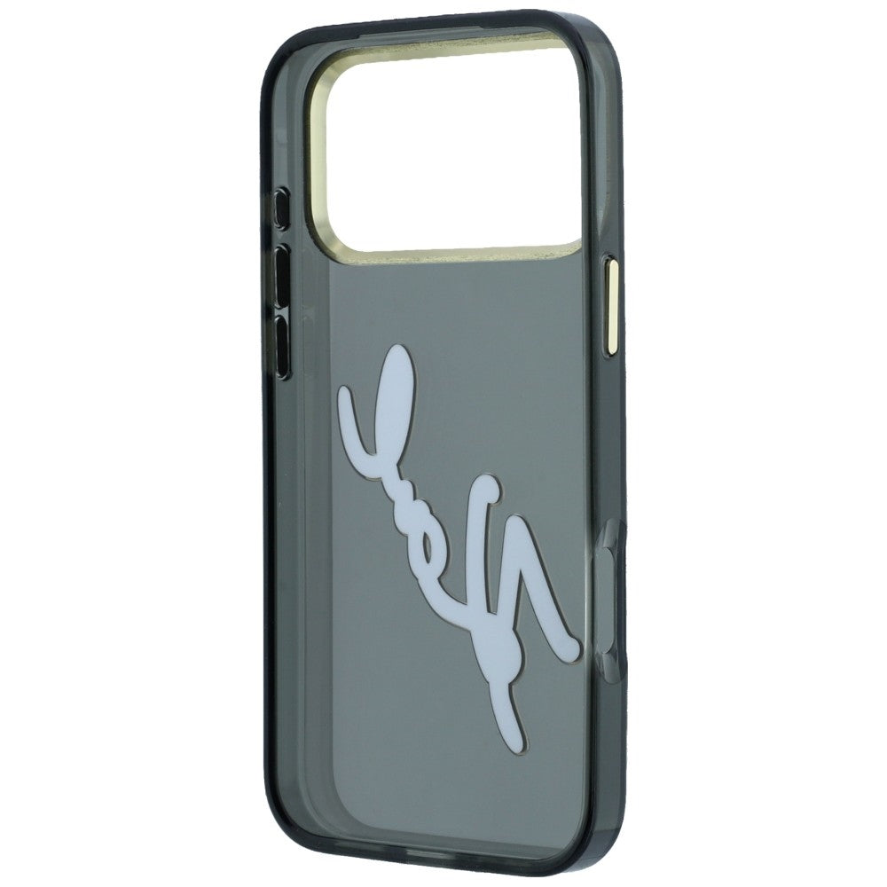 Funda para Apple iPhone 18 Pro / 17 Pro, Karl Lagerfeld, IML Gran Logo de Resina y Marco Metálico, Negra